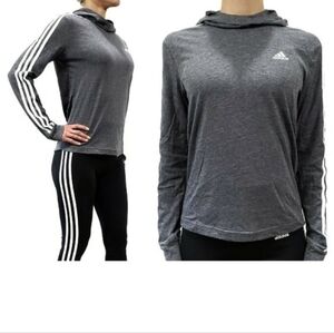 Adidas Women's Gray/Grey Cowl Neck Hoodie W/ White Stripes Great Condition Small